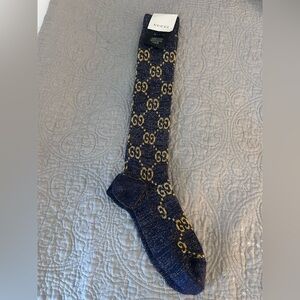 Gucci Women’s Shimmery Socks in Black and Gold